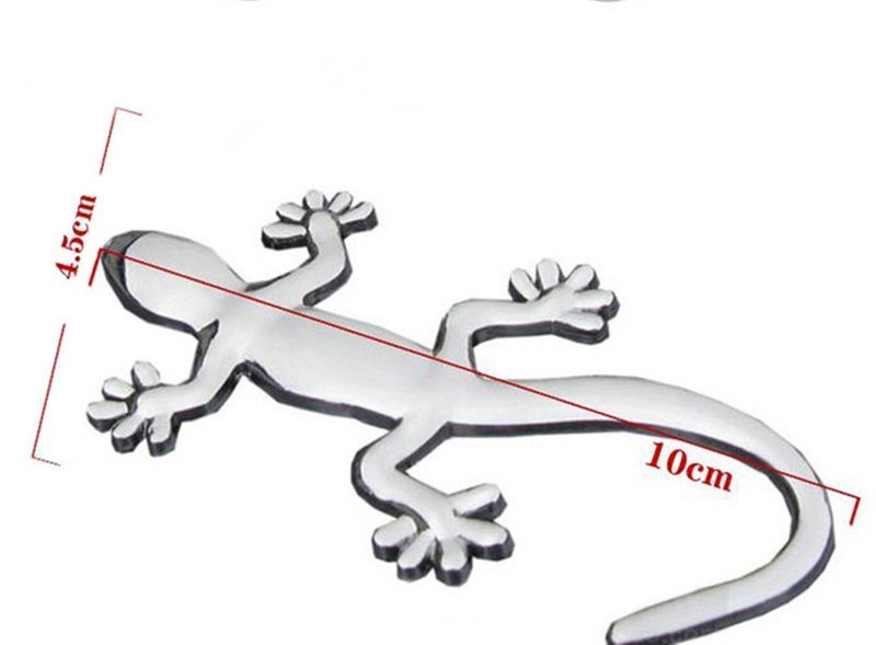 Fashion 3D Gecko Shape Solid Metal Chrome Badge Emblem Decal Car Auto Sticker (2PCS)